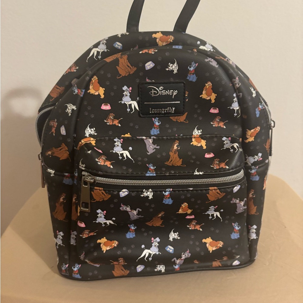 Loungefly Disney Black Backpack with Colorful Character Print
